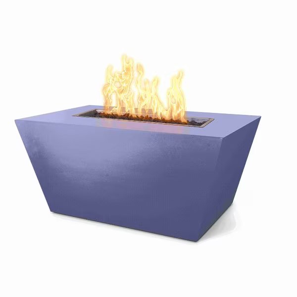 84 Rectangular Mesa Fire Pit, Powder Coated Metal, Gray, Low Voltage Electronic Ignition, Natural Gas, The Outdoor Plus, Mfr#: OPT-PCTT8424E12V-GRY-NG